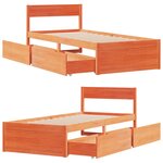 vidaXL Cadre de lit sans matelas cire marron 90x190 cm bois pin massif
