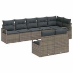 vidaXL Ensemble de canapé de jardin 8 Pièces Gris Poly rotin