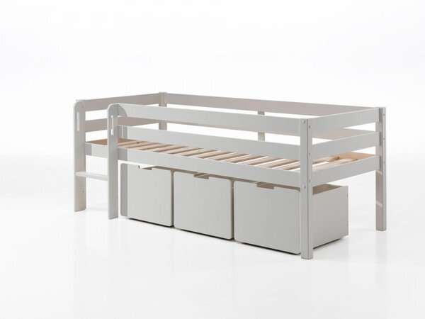 Lit mi-hauteur + 3 tiroirs blanc