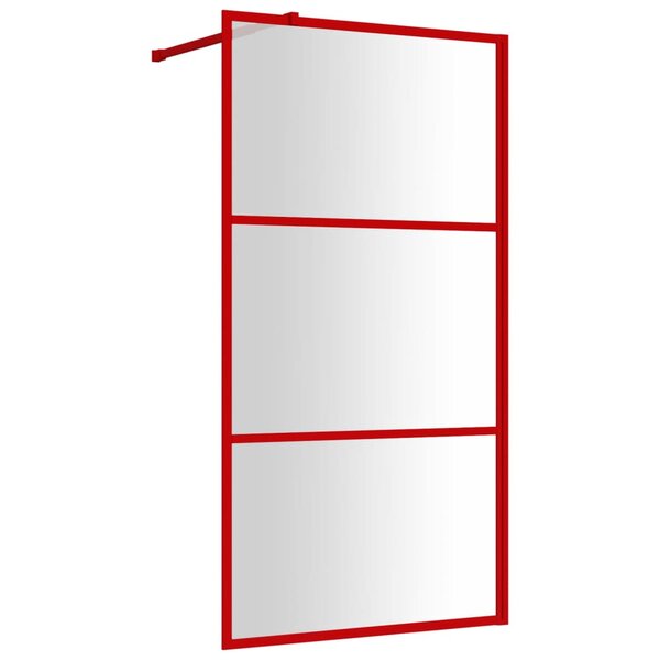 vidaXL Paroi de douche avec verre ESG transparent rouge 100x195 cm