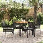 vidaXL Ensemble Salle à Manger Jardin 5 Pièces avec Coussins Noir Poly Rattan