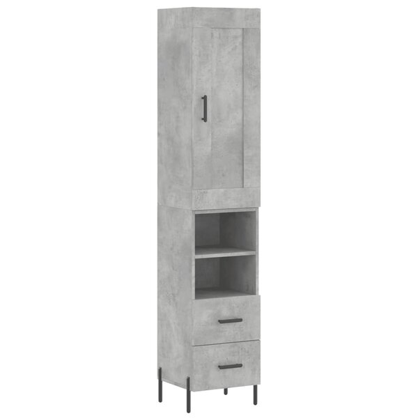 vidaXL Buffet haut Gris béton 34 5x34x180 cm Bois d'ingénierie