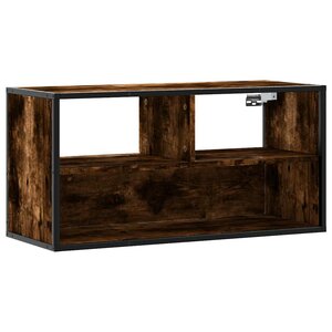 vidaXL Meuble TV chêne fumé 80x31x39 5 cm bois d'ingénierie et métal