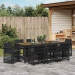 vidaXL Ensemble de salle à manger pour jardin 9 Pièces Noir polyrotin