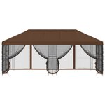 vidaXL Gazebo avec murs latéraux 6 x 3 m Marron Polyester et Acier 190
