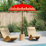 vidaXL Parasol balinais Rouge (180-190) x 260 cm Coton et bois massif