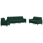 vidaXL Ensemble de canapés 4 Pièces avec coussins Vert foncé Velours