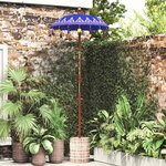 Parasol avec Base Bleu  marron 250 cm Coton  bois