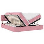 vidaXL Lit de rangement LED avec matelas Rose 200 x 200 cm Velours