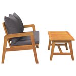 vidaXL Ensemble bistro 2 pièces avec coussins - en bois d'acacia massif