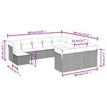 vidaXL Salon de jardin avec coussins 12 Pièces gris clair résine tressée