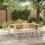 Chaises de jardin empilables vidaXL 8 Pièces 54.5x56x89 cm en bois massif de teck