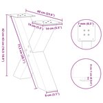 vidaXL Pieds de table basse en forme de X  2 pièces  noir  60 x (42-43) cm  acier