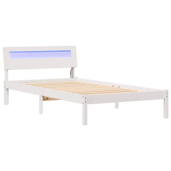 vidaXL Cadre de lit avec tête de lit Blanc 90 x 200 cm Pin massif