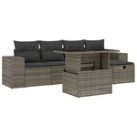vidaXL Salon de jardin 6 Pièces avec coussins gris résine tressée