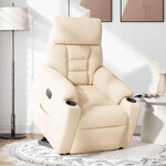 vidaXL Fauteuil inclinable électrique beige tissu microfibre