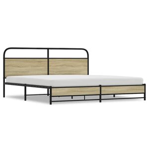vidaXL Cadre de lit en métal sans matelas chêne sonoma 193x203 cm