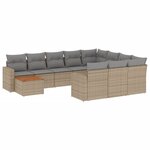 vidaXL Salon de jardin et coussins 11 Pièces mélange beige résine tressée