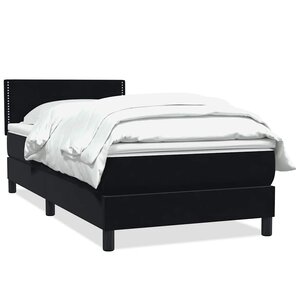 vidaXL Sommier à lattes de lit avec matelas noir 90x220 cm velours