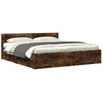 vidaXL Cadre de lit avec tête de lit sans matelas chêne fumé 180x200cm