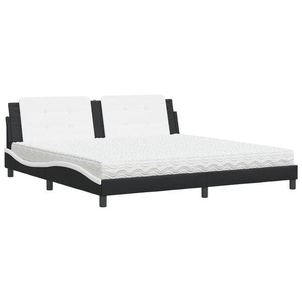 vidaXL Lit avec matelas noir et blanc 200x200 cm similicuir