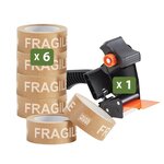 Rubans adhésifs kraft fragile  50 m avec dévidoir