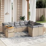 vidaXL Salon de jardin avec coussins 10 Pièces beige résine tressée