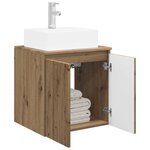 vidaXL Vanité de lavabo mural Chêne artisanal 49 5 x 41 x 62 5 cm
