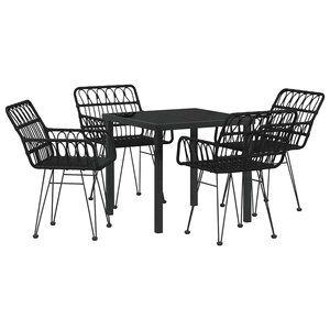 vidaXL Ensemble de salle à manger pour jardin 5 Pièces Noir Poly rotin