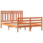 vidaXL Cadre de lit avec tête de lit Cire marron 140 x 200 cm