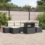 vidaXL Ensemble de canapés de jardin 7 pièces avec coussins en poly rotin noir