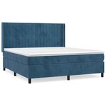 vidaXL Sommier à lattes de lit et matelas Bleu foncé 180x200cm Velours
