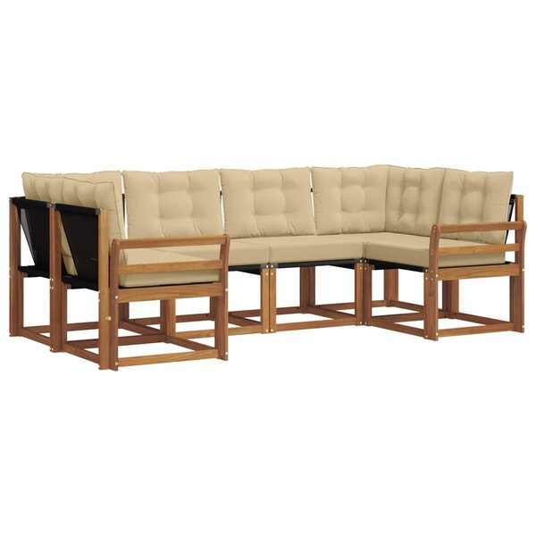vidaXL Ensemble de canapés d'extérieur 6 pc Naturel et Beige