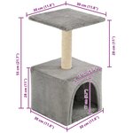 vidaXL Arbre à chat avec griffoirs en sisal 55 cm Gris