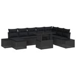 vidaXL Ensemble de canapé de jardin avec coussin 9 Pièces Noir