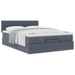 vidaXL Cadre de lit ottoman avec matelas gris foncé 140x200 cm velours