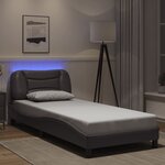 vidaXL Cadre de lit avec LED sans matelas gris 90x190 cm
