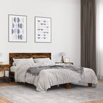 vidaXL Cadre de lit chêne fumé 140x190 cm bois d'ingénierie et métal