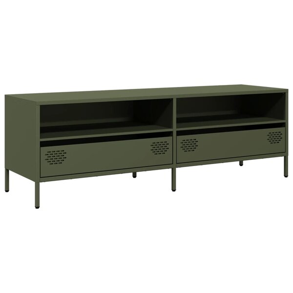 vidaXL Meuble TV vert olive 135x39x43 5 cm acier laminé à froid