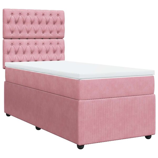 vidaXL Sommier à lattes de lit avec matelas Rose 100x200 cm Velours
