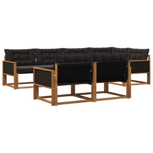 vidaXL Ensemble de canapés d'extérieur 7 pc Naturel et noir