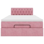 vidaXL Cadre de lit ottoman avec matelas rose 120x200 cm velours