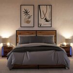 vidaXL Armoires de chevet et lumières LED 2 Pièces chêne fumé