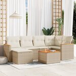 vidaXL Salon de jardin avec coussins 7 Pièces beige résine tressée