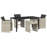 vidaXL Set de salle à manger de jardin 5 pièces avec coussins Gris clair Poly Rattan