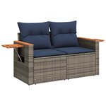 vidaXL Salon de jardin 11 Pièces avec coussins gris résine tressée
