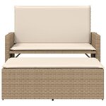 vidaXL Banc de jardin et coussins et repose-pied beige résine tressée
