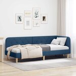 vidaXL Cadre de lit d'angle avec tête de lit Bleu 80 x 200 cm tissu