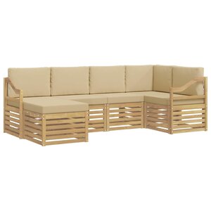 vidaXL Ensemble de canapés d'extérieur 6 pc Blanc et Beige Polyester