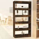 vidaXL Bibliothèque/Séparateur de pièce Chêne fumé Bois d'ingénierie
